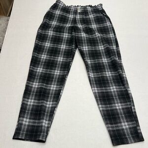 Abercrombie Kids Girls Black White Plaid Elastic Waist Pull On Pants 13/14